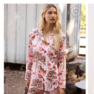 Printfresh Pink Chicken & Orchard Pajama Top